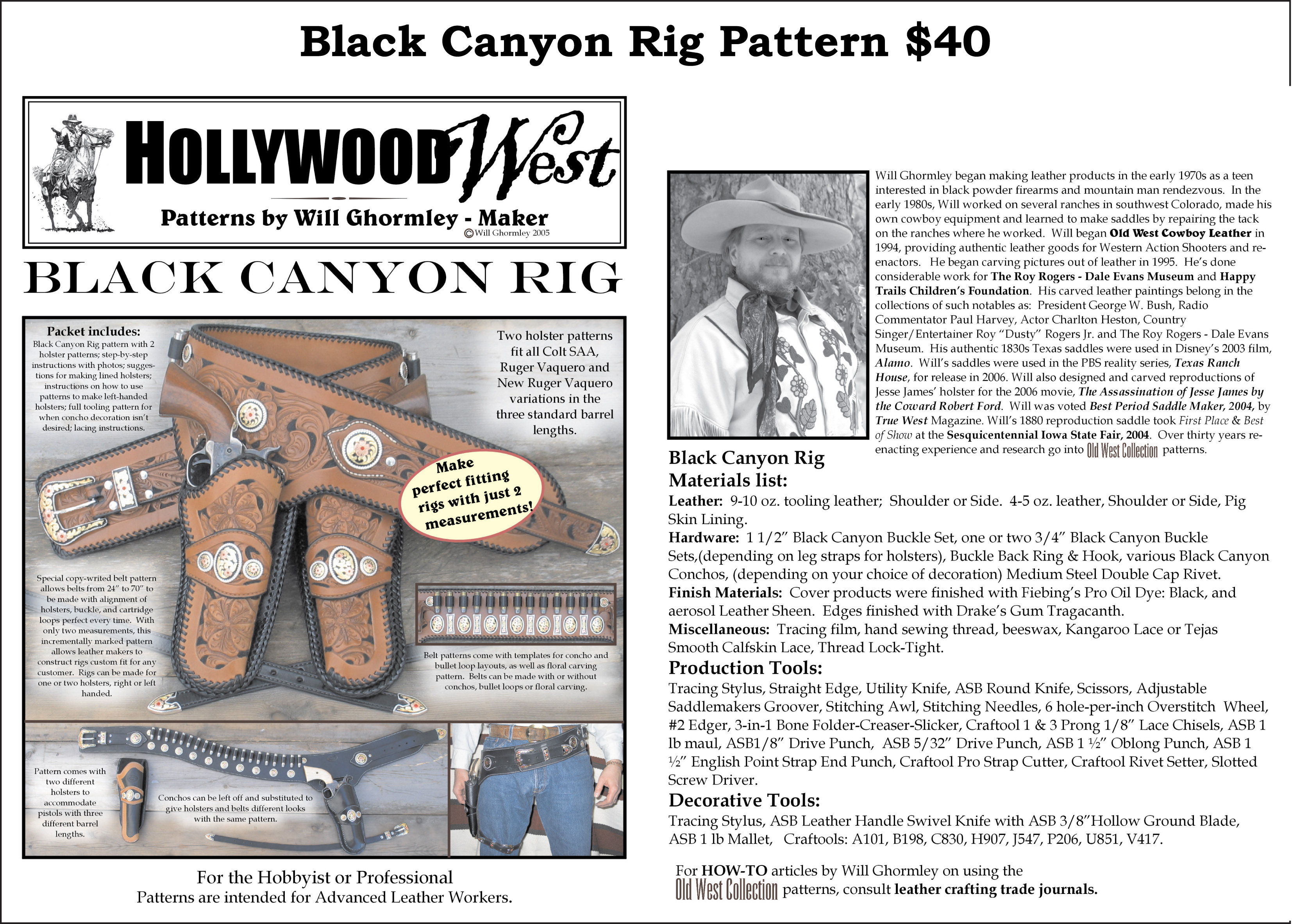 Black Canyon Rig Pattern — $40.00